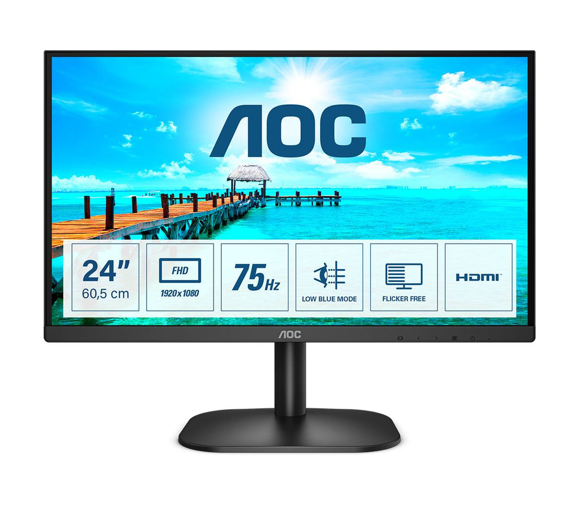 AOC B2 24B2XHM2 Computer Monitor 60.5 cm (23.8&quot;) 1920 x 1080 pixels Full HD LCD Black