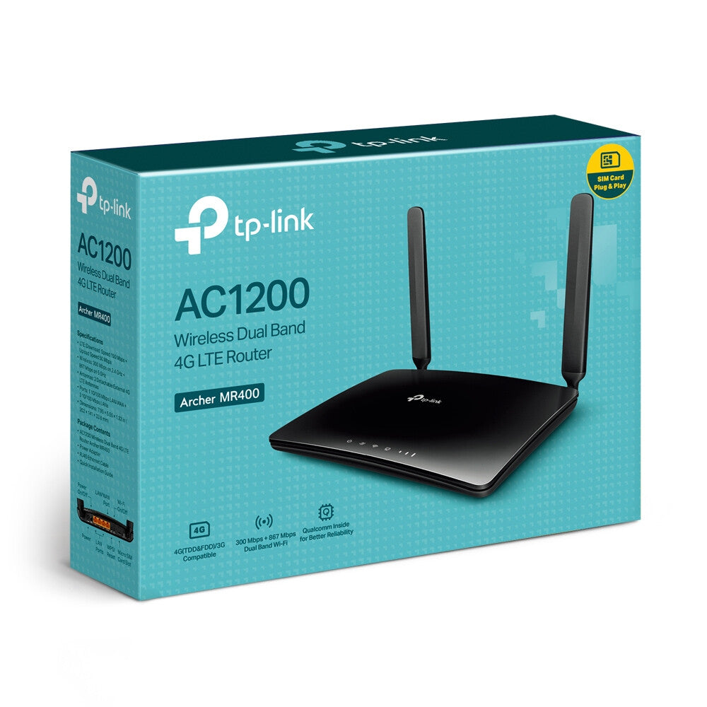 TP-Link Archer MR400 - Fast Ethernet Dual-band (2.4 GHz / 5 GHz) 4G wireless router in Black