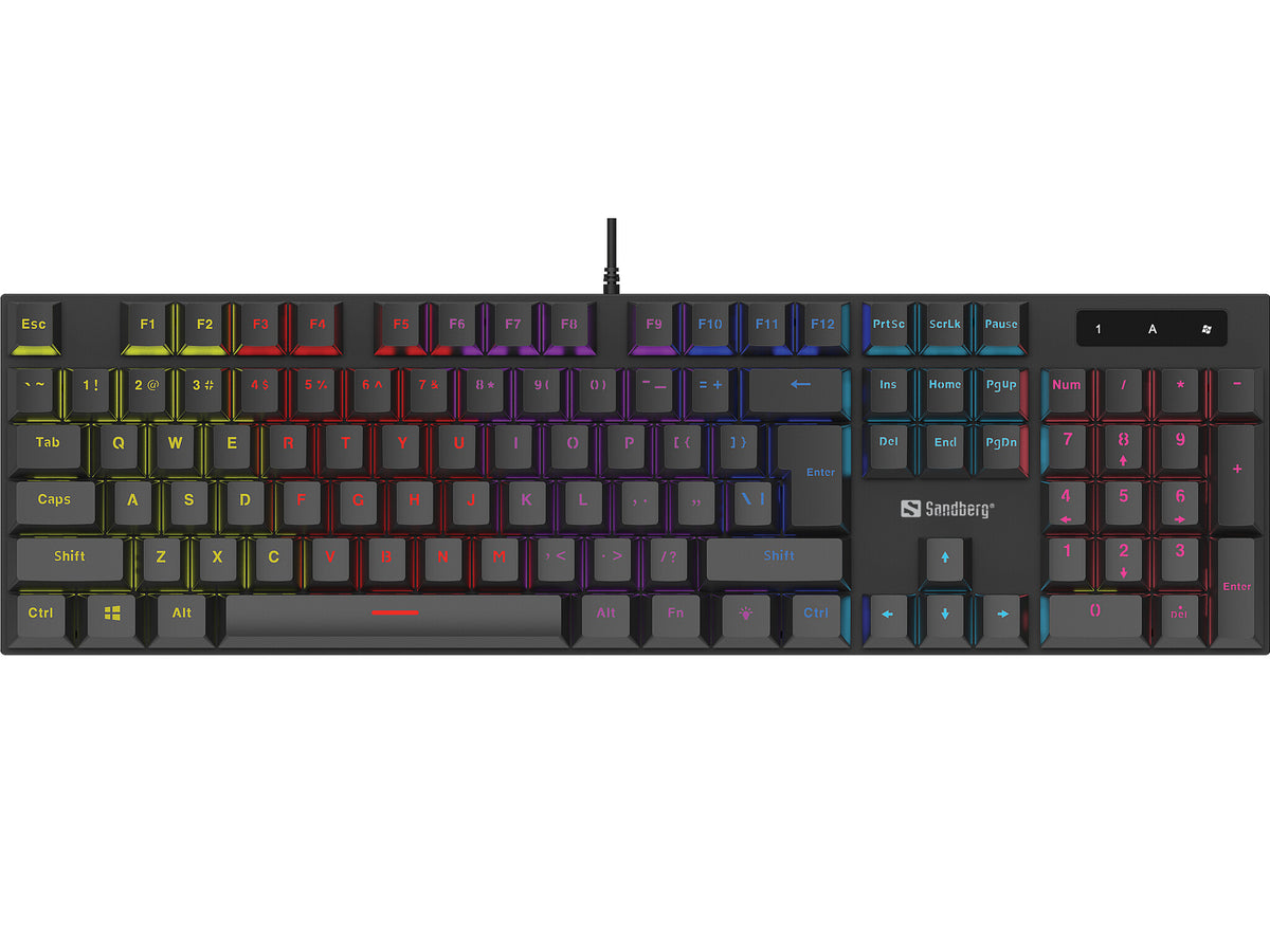 Sandberg E-Sports - USB Wired RGB Mechanical Gaming Keyboard in Black (QWERTY UK)