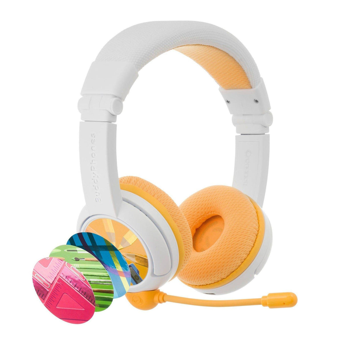 BuddyPhones School+ Headset Wired &amp; Wireless Head-band Calls/Music USB Type-C Bluetooth White, Yellow