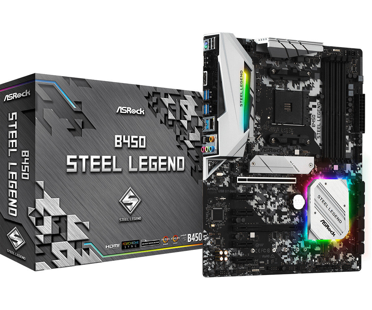 Asrock B450 Steel Legend ATX motherboard - AMD B450 Socket AM4