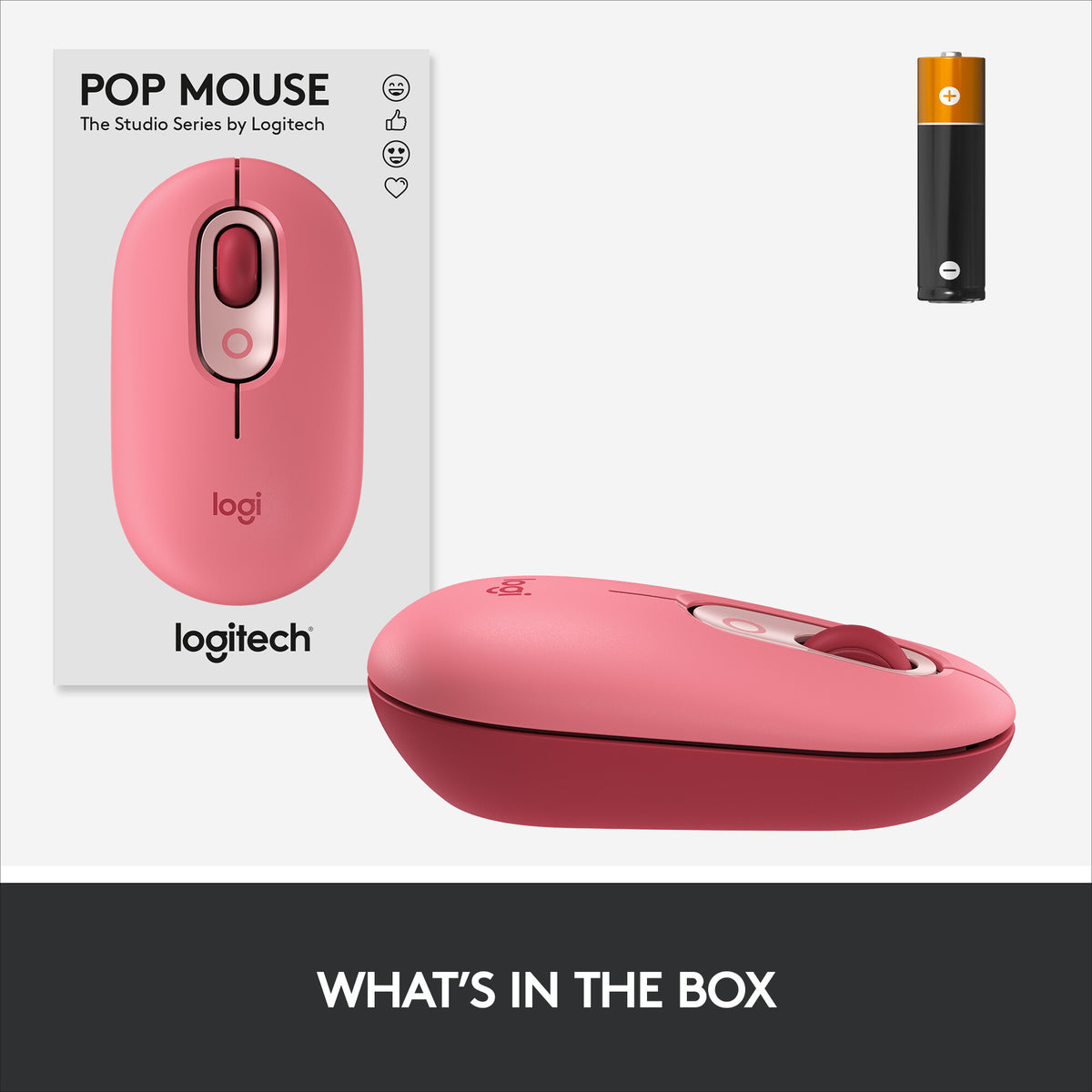 Logitech POP Mouse with emoji in Pink