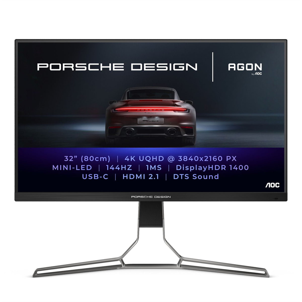 AOC Porsche PD32M LED display 80 cm (31.5&quot;) 3840 x 2160 pixels 4K Ultra HD IPS Black, Grey Monitor