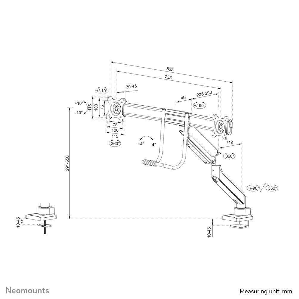 Neomounts DS75-450BL2 - Desk monitor mount for 43.2 cm (17&quot;) to 81.3 cm (32&quot;)