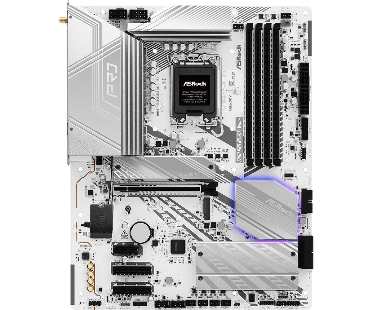 Asrock Z890 Pro RS WiFi White ATX motherboard - Intel Z890 LGA 1851