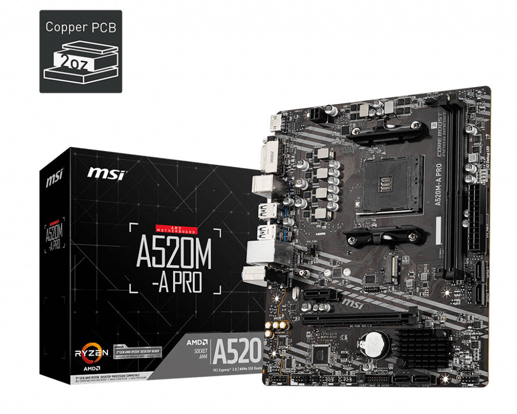 MSI A520M-A PRO micro ATX motherboard - AMD A520 Socket AM4