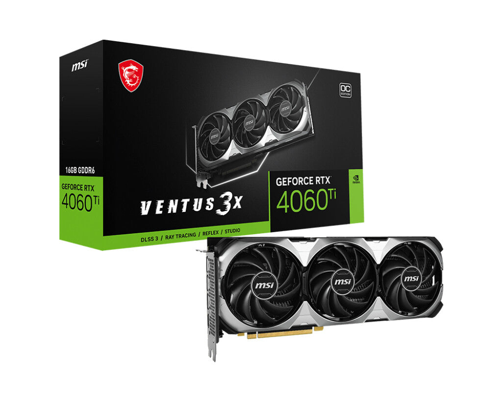 MSI VENTUS 3X 16G OC - NVIDIA 16 GB GDDR6 GeForce RTX 4060 Ti graphics card