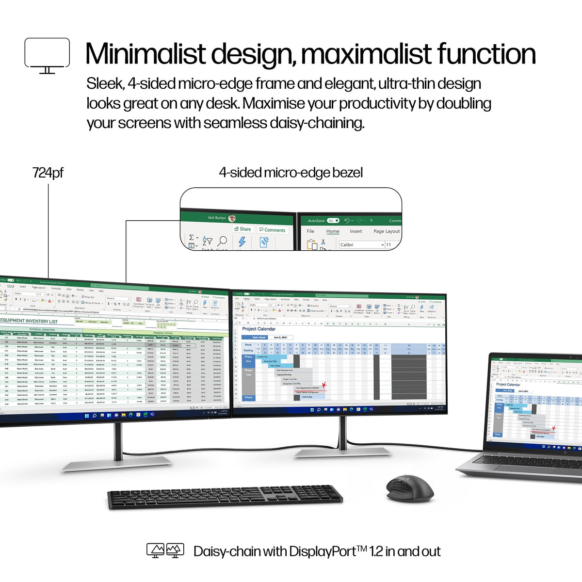 HP Series 7 Pro 724PF - 60.5cm (23.8&quot;) - 1920 x 1080 pixels Full HD LED Monitor