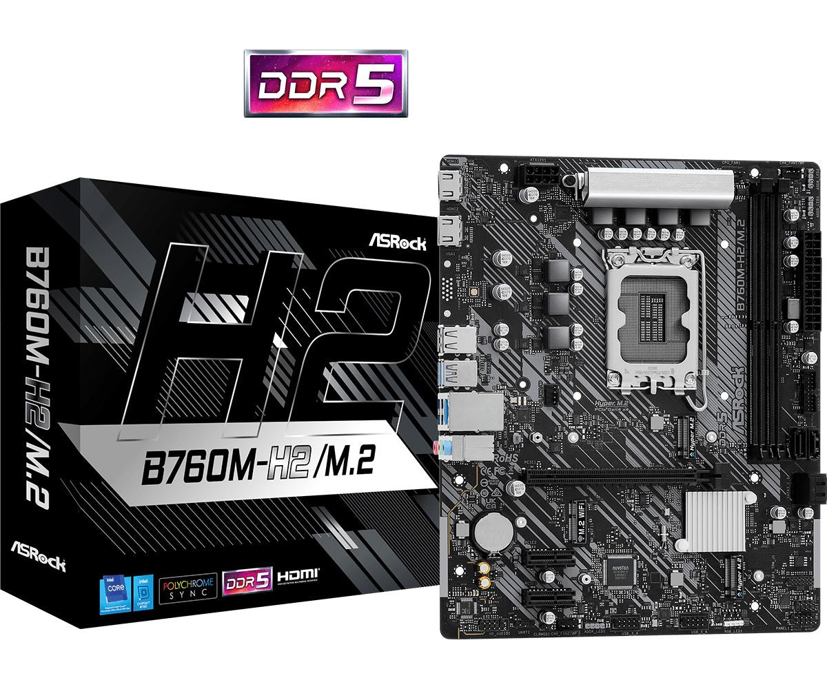 Asrock B760M-H2/M.2 micro ATX motherboard - Intel B760 LGA 1700