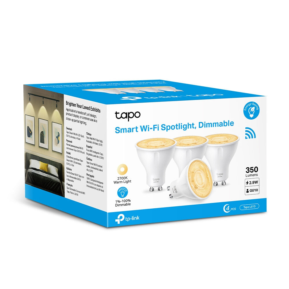 TP-Link Tapo Smart Wi-Fi Lightbulb - Dimmable - GU10 (Pack of 4)