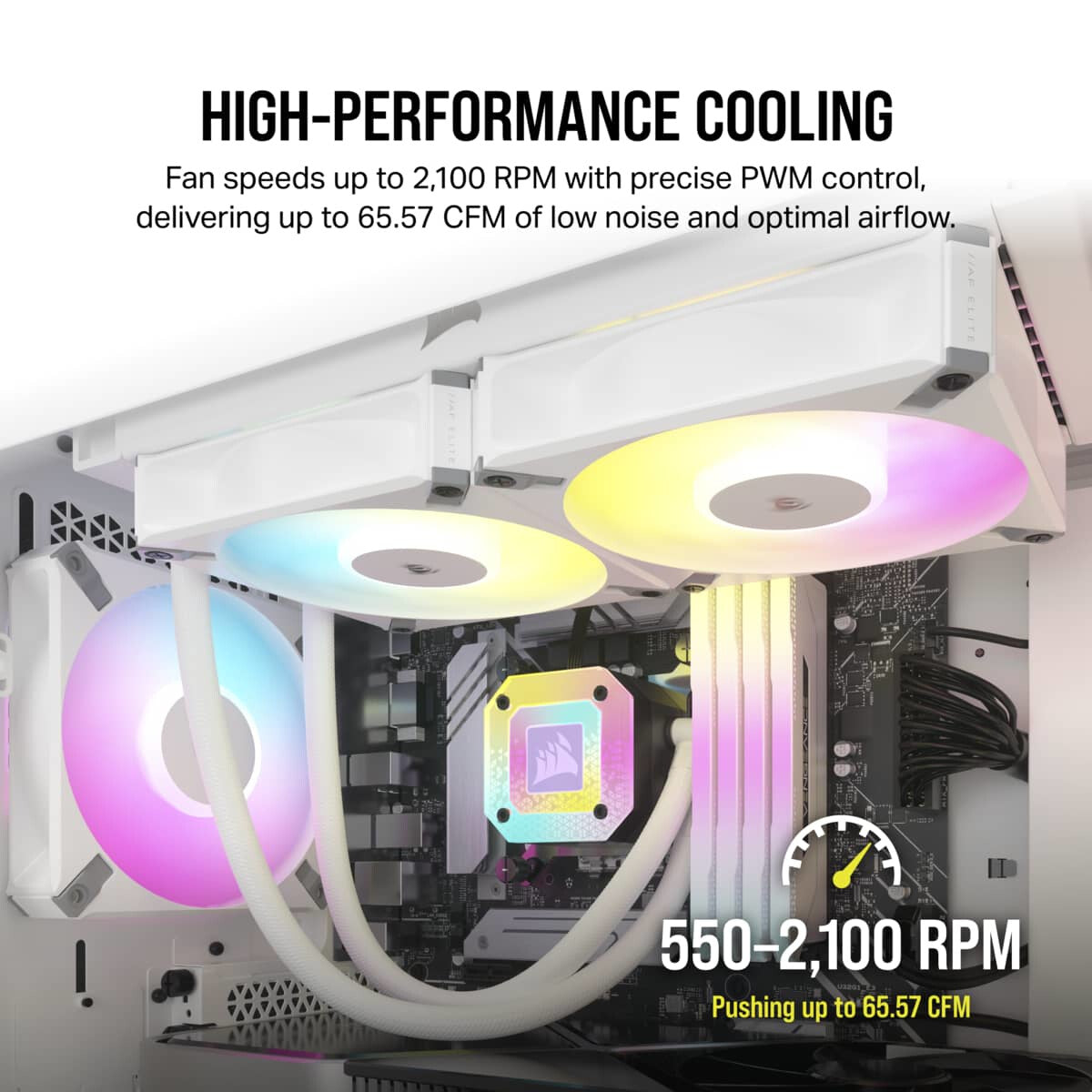 Corsair iCUE AF120 RGB ELITE - PWM Computer Case Fan in White - 120 mm