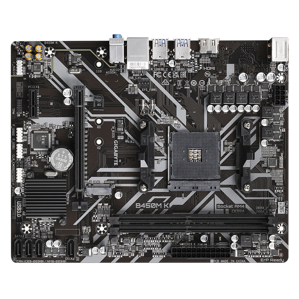 Gigabyte B450M K (rev. 1.0) micro ATX motherboard - AMD B450 Socket AM4