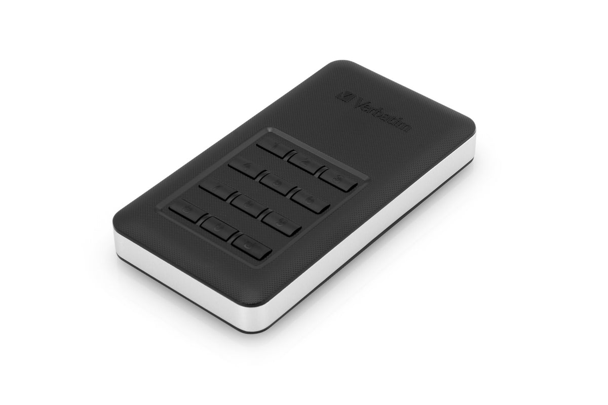 Verbatim Store &#39;n&#39; Go Portable SSD with Keypad Access in Black / Silver - 256 GB