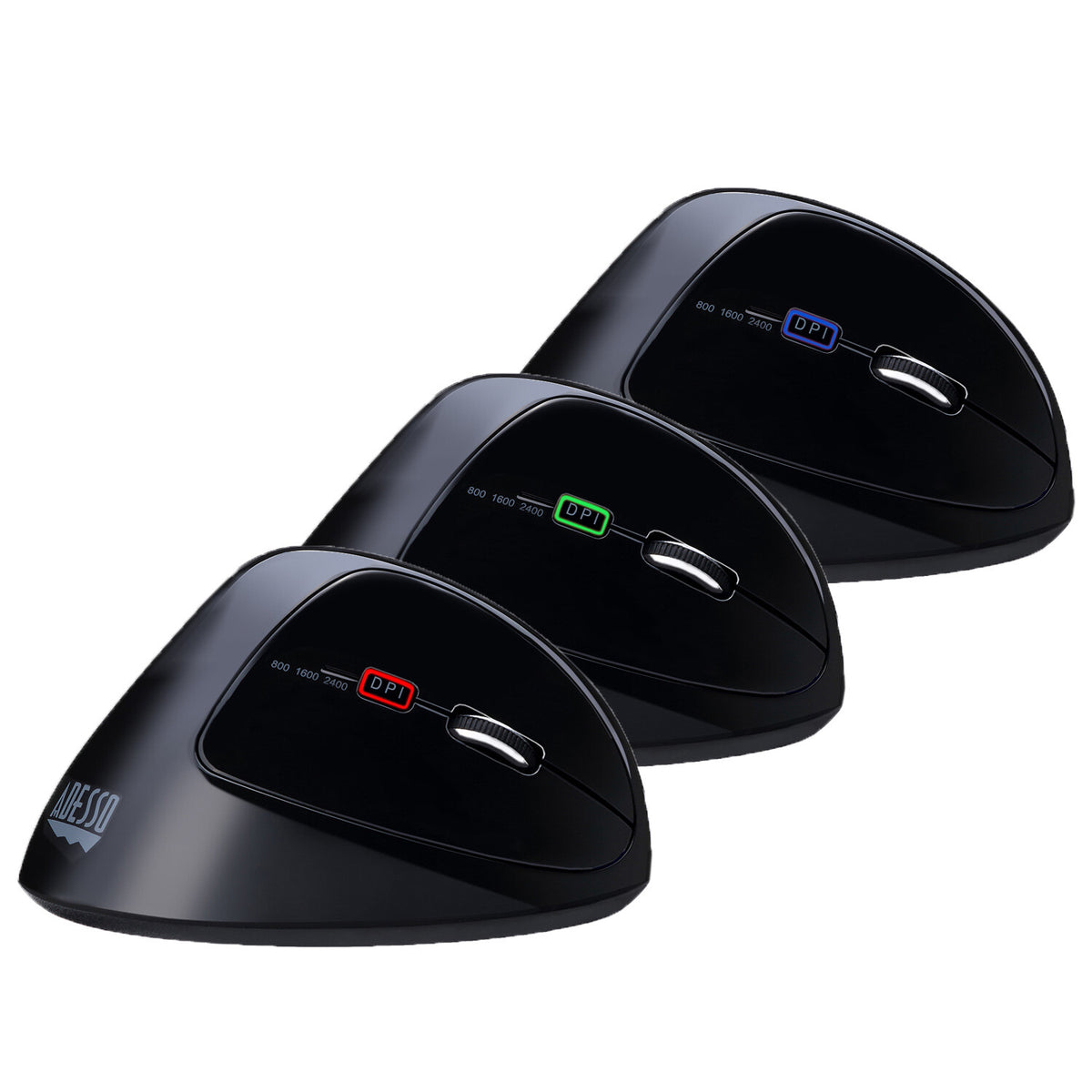 Adesso iMouse E30 - 2.4 GHz RF Wireless Vertical Optical Mouse in Black - 2,400 DPI