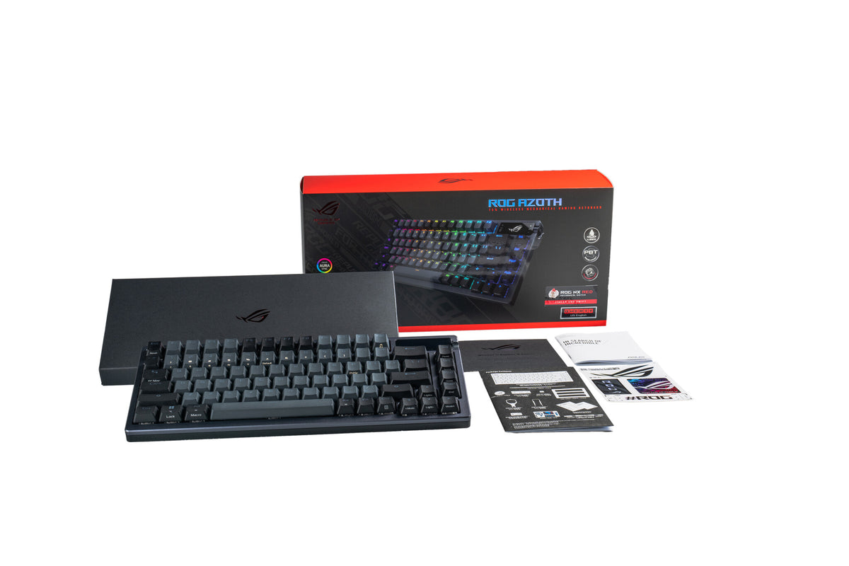 ASUS ROG Azoth - USB Wired + RF Wireless + Bluetooth RGB Mechanical Gaming Keyboard in Black (QWERTY US)