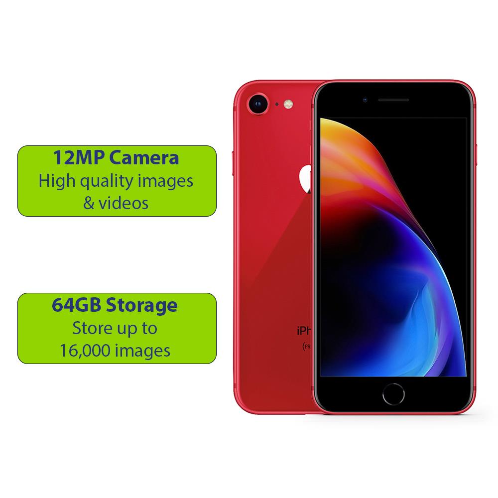 Apple iPhone 8 - Refurbished - Single SIM - (Product) RED - 64GB