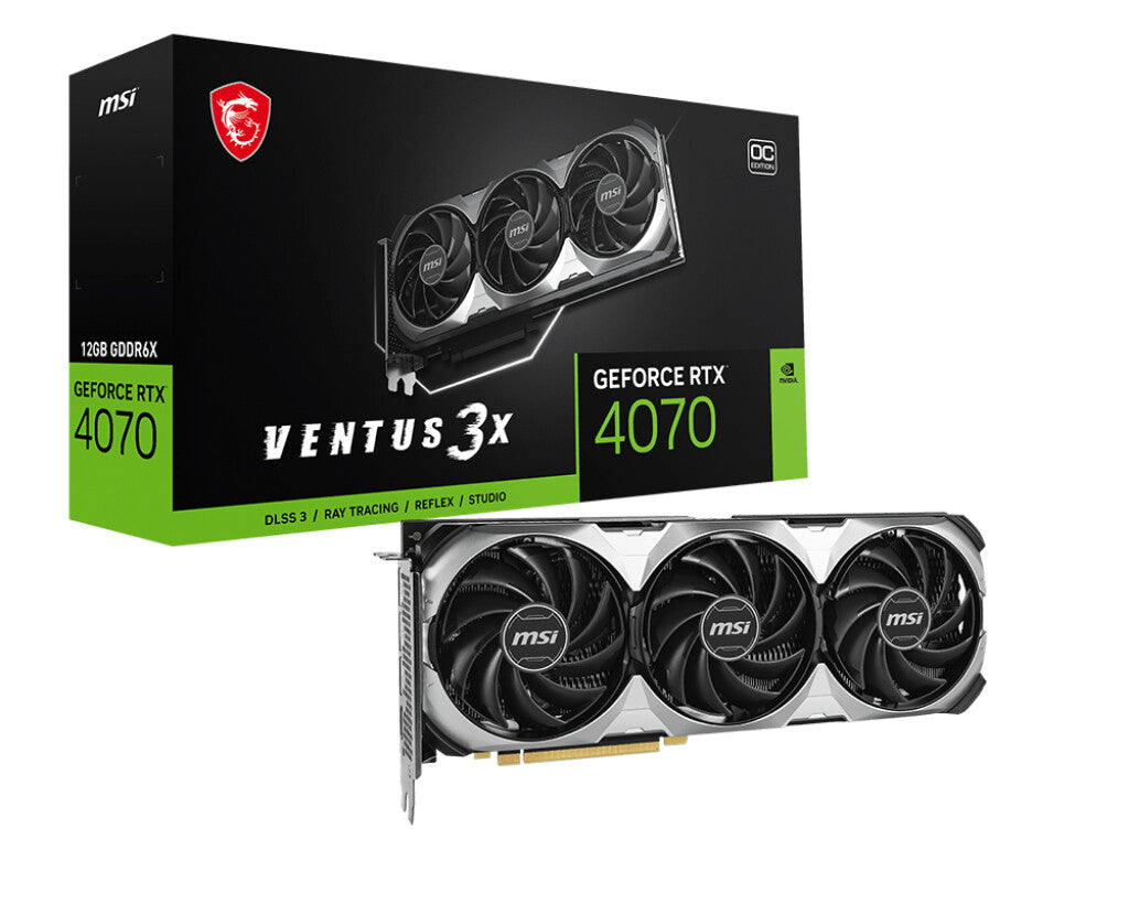 MSI VENTUS 3X E 12G OC - NVIDIA 12 GB GDDR6X GeForce RTX 4070 graphics card