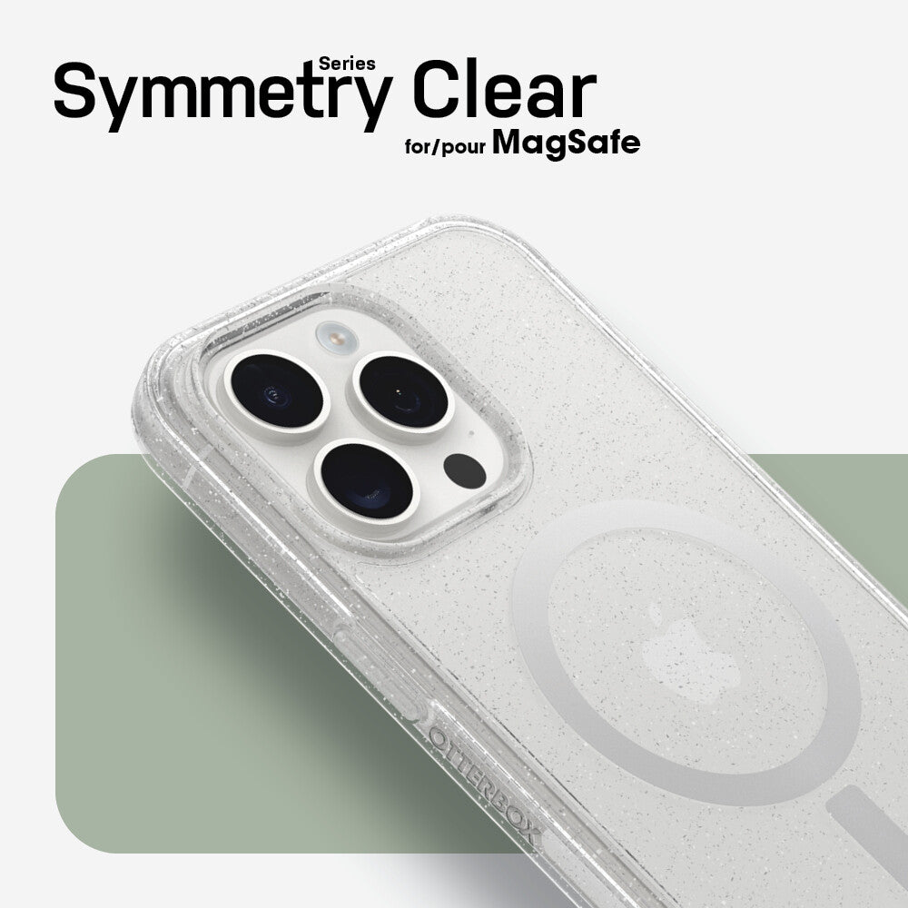 OtterBox Symmetry Clear Series for MagSafe for iPhone 15 Pro Max in Stardust (Clear Glitter)