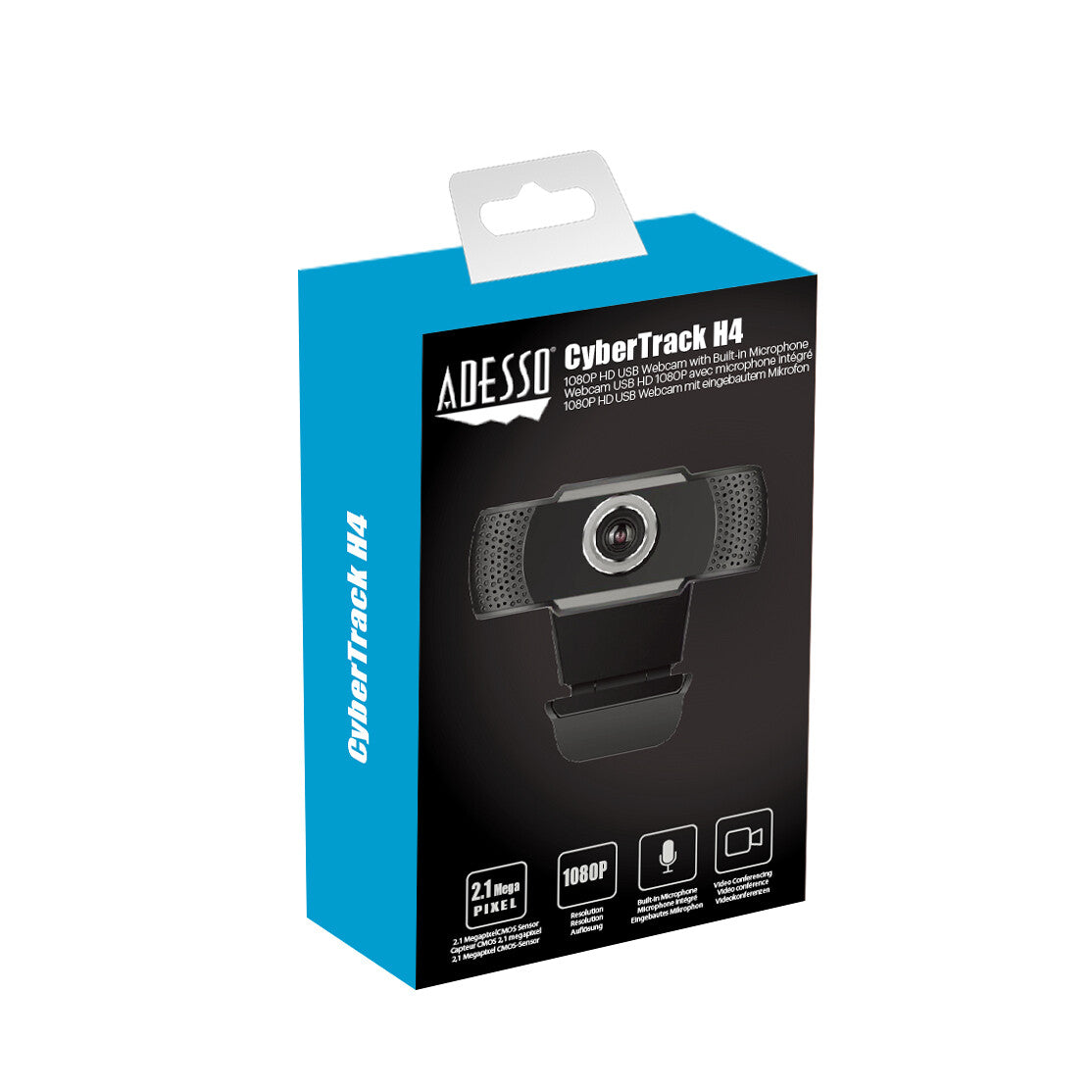 Adesso CyberTrack H4 - 2.1 MP 1920 x 1080p USB 2.0 webcam in Black / Silver