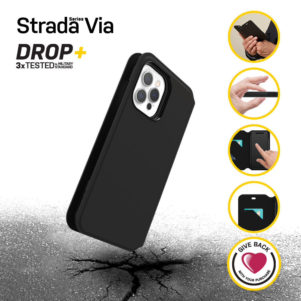 OtterBox Strada Via Series for iPhone 12 / 12 Pro in Black