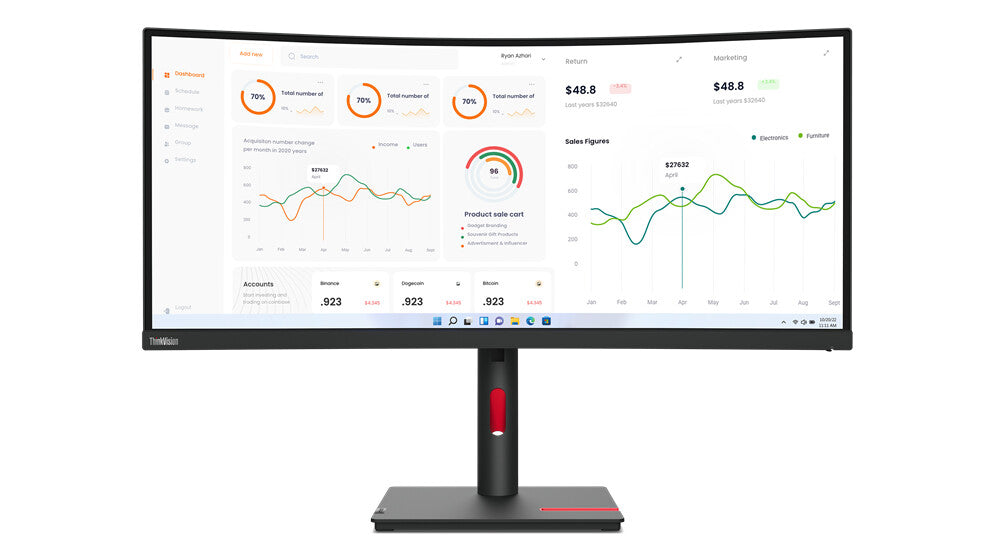 Lenovo ThinkVision T34w-30 LED display 86.4 cm (34&quot;) 3440 x 1440 pixels Wide Quad HD