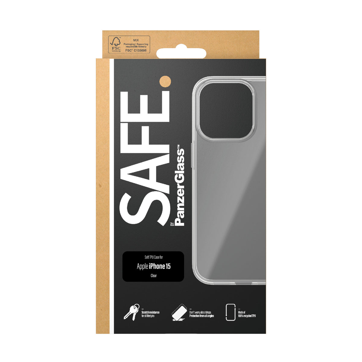 PanzerGlass SAFE. mobile phone case for iPhone 15 in Transparent