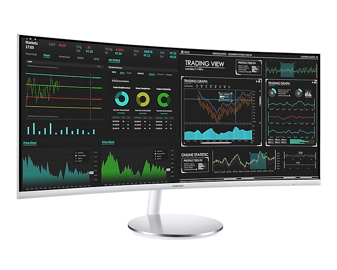 Samsung C34J791WTP computer monitor 86.4 cm (34&quot;) 3440 x 1440 pixels UltraWide Quad HD QLED Silver, White