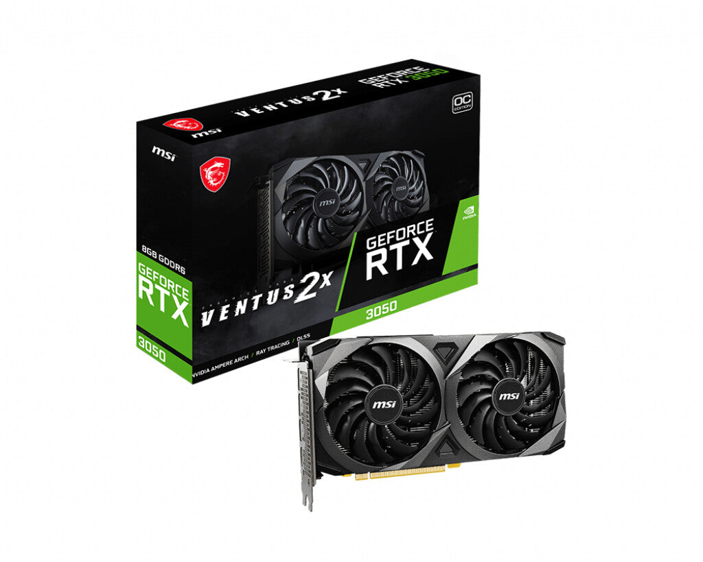 MSI VENTUS 2X 8G OC - NVIDIA 8 GB GDDR6 GeForce RTX 3050 graphics card