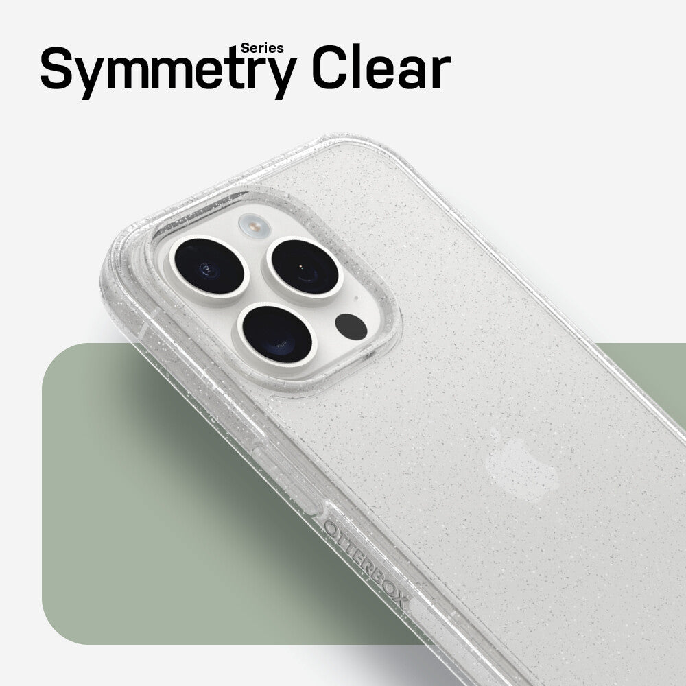 OtterBox Symmetry Clear Series for iPhone 15 Pro in Stardust (Clear Glitter)