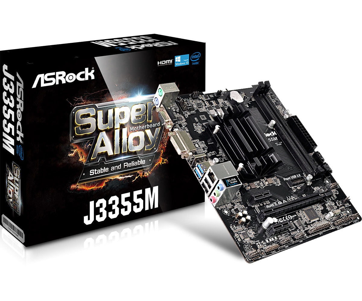 Asrock J3355M NA micro ATX motherboard - integrated CPU