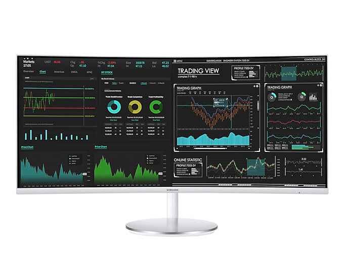 Samsung C34J791WTP computer monitor 86.4 cm (34&quot;) 3440 x 1440 pixels UltraWide Quad HD QLED Silver, White