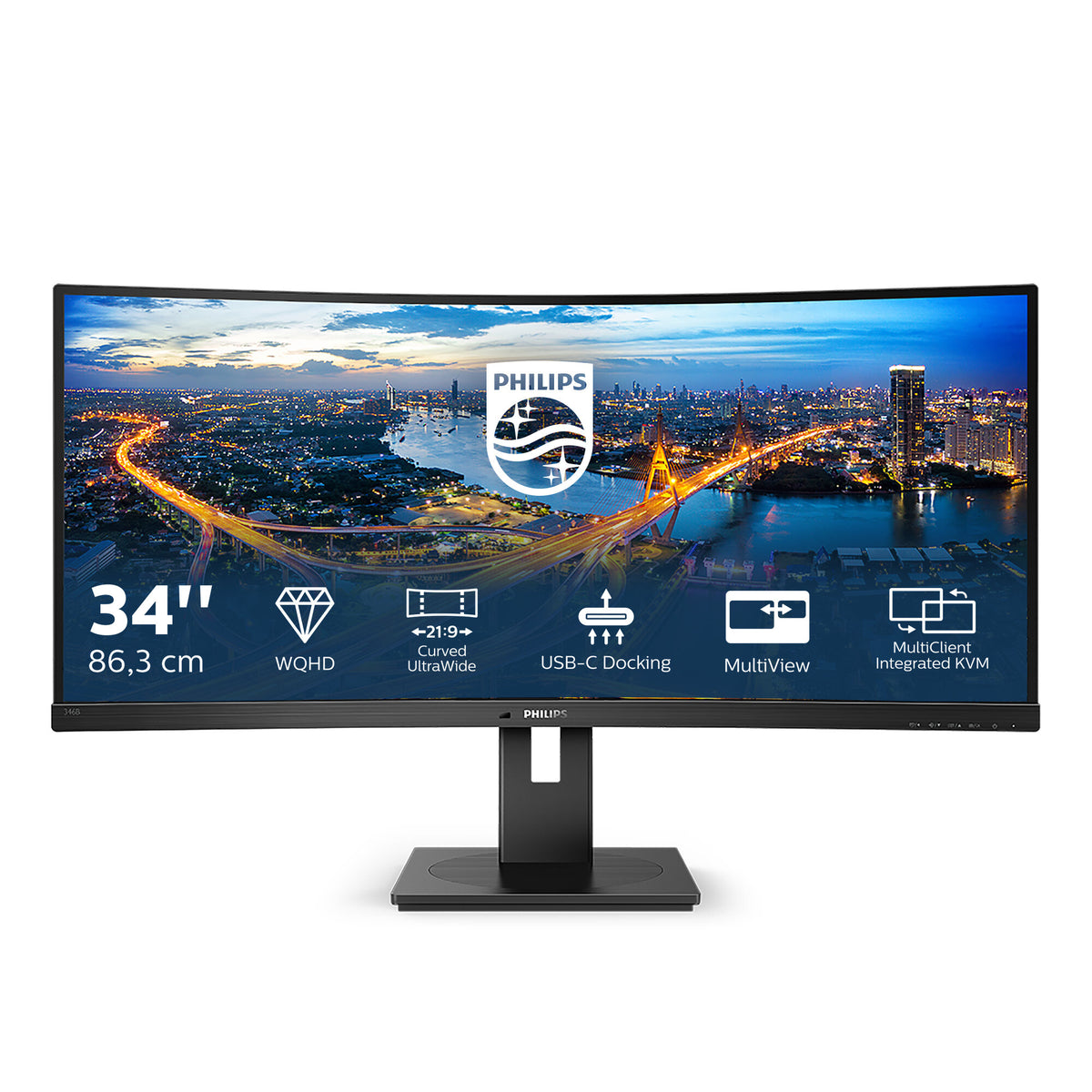 Philips B Line 346B1C/00 computer monitor 86.4 cm (34&quot;) 3440 x 1440 pixels Quad HD LCD Black